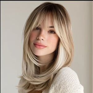 18Inch Elegant Golden Highlight White Ladies' Curly Wig – High-Temperature Synth